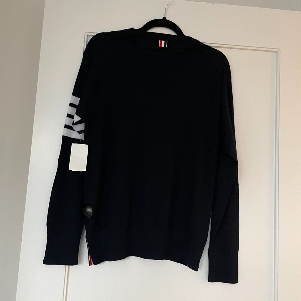 ❌SOLD❌Thom Browne Crewneck Pullover Sweater Milano Stitch 4 Bar Merino Wool - Picture 8 of 9